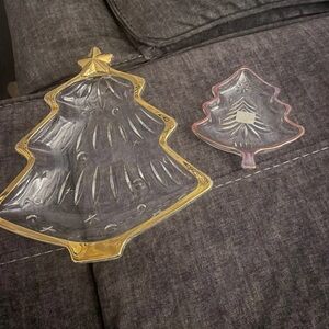 Mikasa Christmas Tree Candy Dish Star Etched Gold Trim Holiday Cookie New Decor.